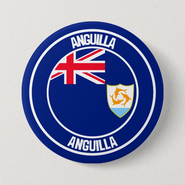 Anguilla Round Emblem Knapp (Framsida)