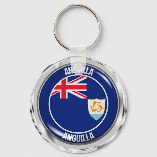 Anguilla Round Emblem Nyckelring (Framsida)