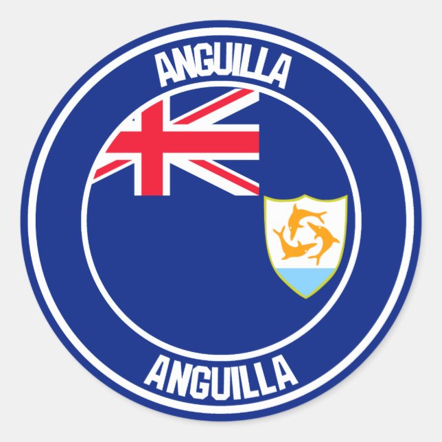 Anguilla Round Emblem Runt Klistermärke (Framsida)