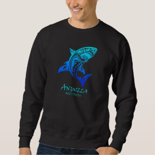 Anguilla Väster Indies Vintage Retro Tribal Shark Lång Ärmad Tröja
