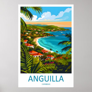 Anguilla Vintage Reseskylt för Skidåkning National Poster