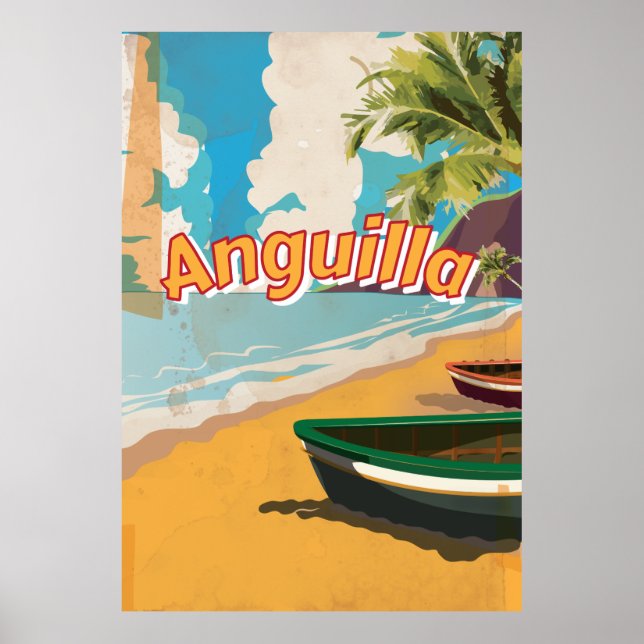 Anguilla Vintage-semesterplakat Poster (Framsidan)