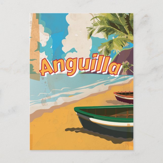 Anguilla Vintage-semesterplakat Vykort (Framsida)