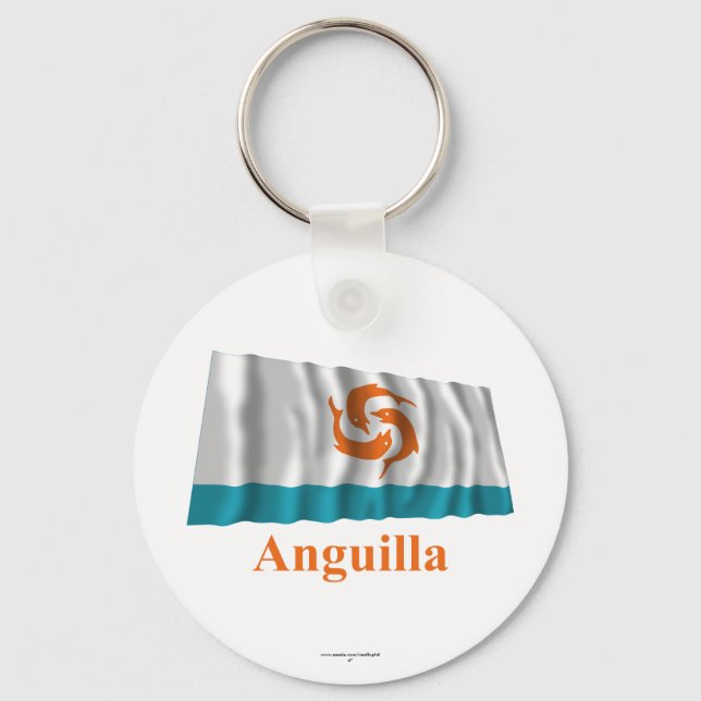 Anguilla Wave Local Flagga med Namn Nyckelring (Framsida)