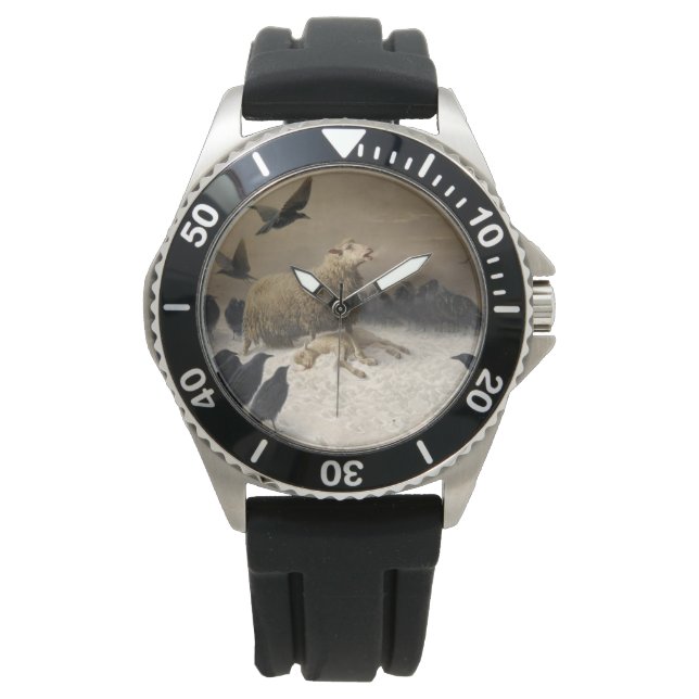 Anguish: Får med en död lamm Armbandsur (Framsida)