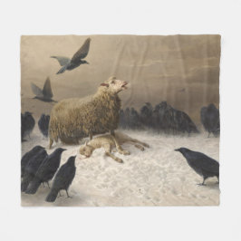 Anguish: Får med en död lamm Fleecefilt