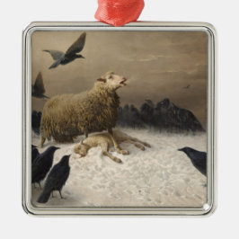 Anguish: Får med en död lamm Julgransprydnad Metall