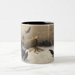 Anguish: Får med en död lamm Två-Tonad Mugg