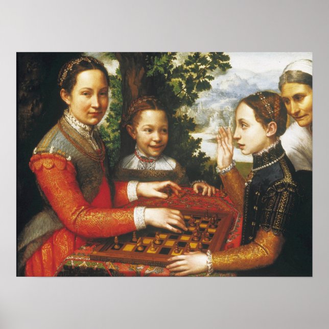 Anguissola - Konstnärer spelar schack Poster (Framsidan)