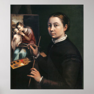Anguissola - Självporträtt vid staffli målning Poster