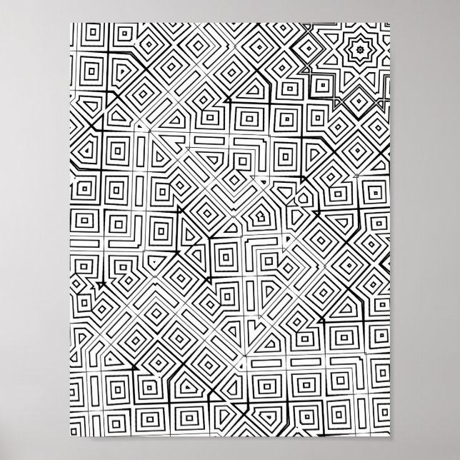 Angular Maze Grid Coloring Page Pattern Design Poster (Framsidan)