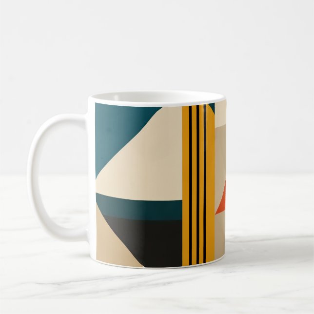 Angular Teal Orange Geometric Modernist Abstract Kaffemugg (Vänster)