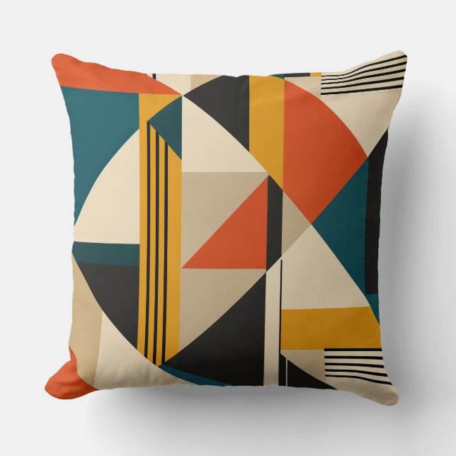 Angular Teal Orange Geometric Modernist Abstract Kudde (Framsida)