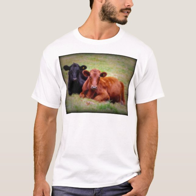 Angus kärlek - para av nötkreatursida - by - sida t-shirt (Framsida)