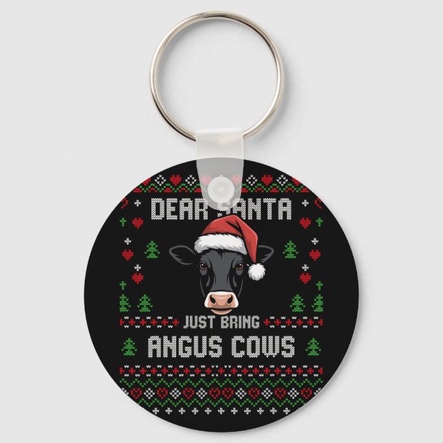 Angus kor jul nötkött boskap ful jultröja nyckelring (Framsida)