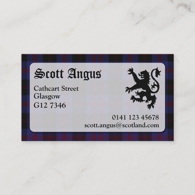 Angus Tartan Affärskort Visitkort (Framsida)