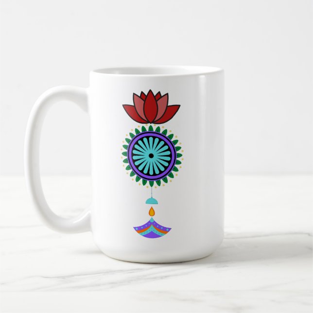 Anhänger spirituell mit Lotusblüte Kaffemugg (Vänster)