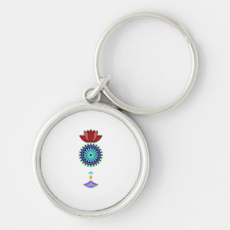 Anhänger spirituell mit Lotusblüte Rund Silverfärgad Nyckelring