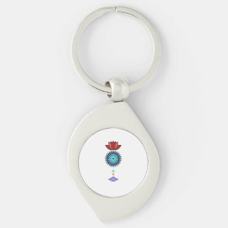 Anhänger spirituell mit Lotusblüte Swirl Silverfärgad Nyckelring