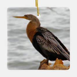 Anhinga på utkik julgransprydnad keramik