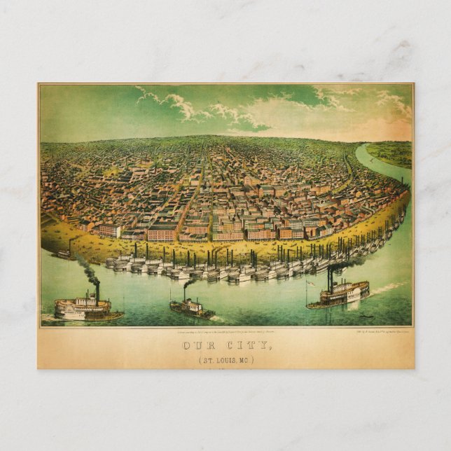 anickes karta av St Louis (1859) Vykort (Framsida)