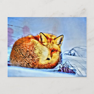 *~* Anima Red Fox Ap18 Artistic Wildlife Unique Vykort