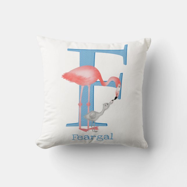 Animal ABC F är för flamingo cushion Kudde (Framsida)