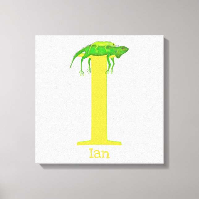 Animal ABC I är för iguana kanvastryck (Framsida)