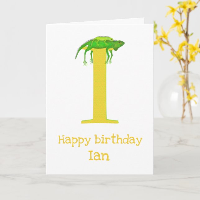 Animal ABC I is for iguana birthday card Kort (Gul blomma)