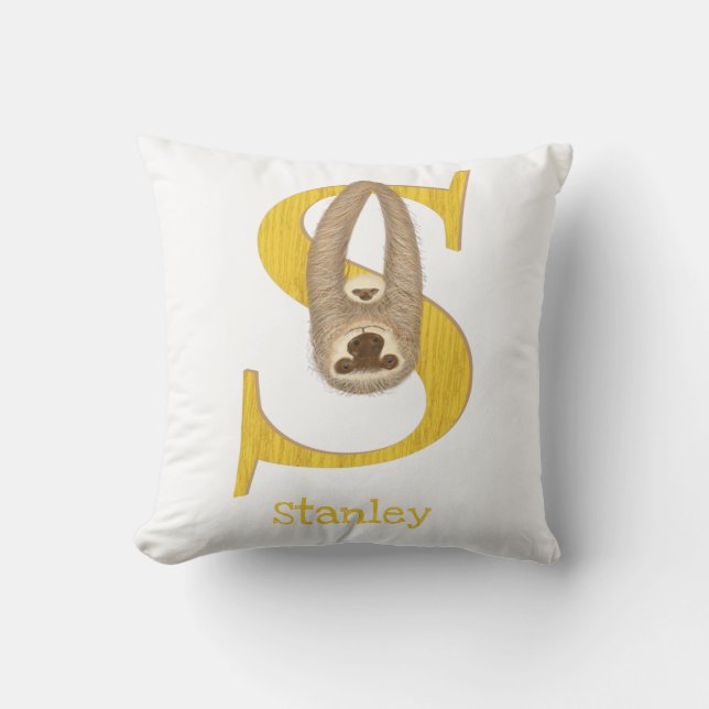 Animal ABC S is for sloth cushion Kudde (Framsida)