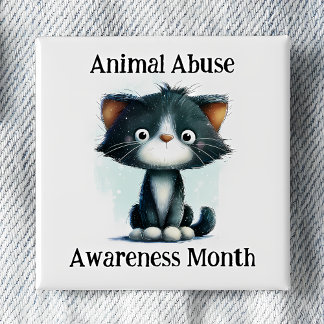 Animal Abuse Awareness Month - Kitten Pinback Knapp