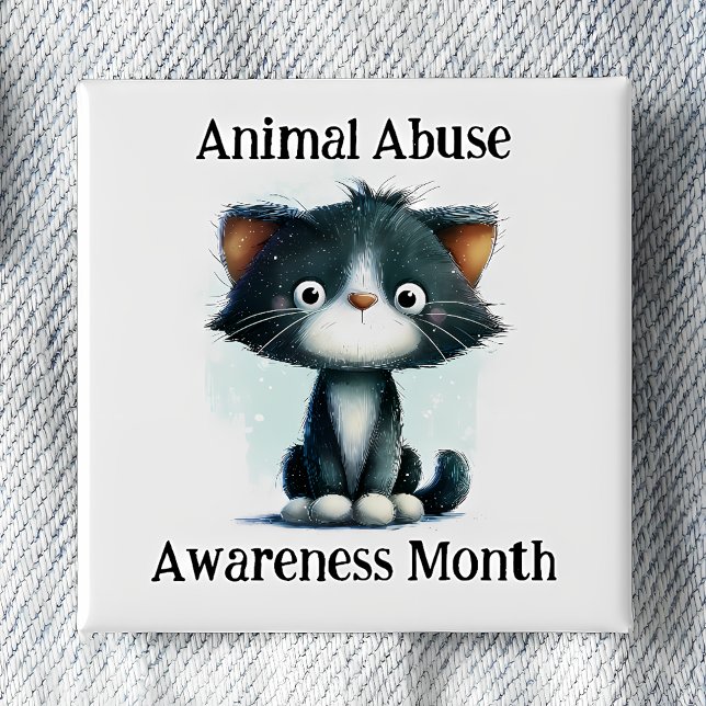 Animal Abuse Awareness Month - Kitten Pinback Knapp (Skapare uppladdad)