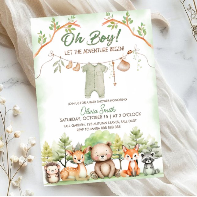 Animal Adventure clothesline baby shower Inbjudningar (Skapare uppladdad)