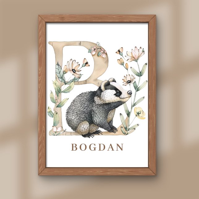 Animal Alphabet Letter B Kids Name Nursery Poster (Skapare uppladdad)