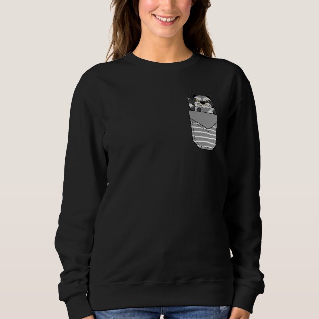 Animal Angry Raccoon In Pocket T Shirt (Framsida)