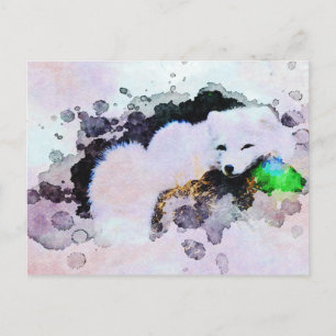 *~* Animal AP18 Snö Fox White Arktis Polar Fox Vykort