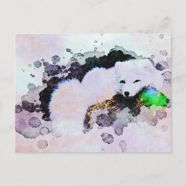 *~* Animal AP18 Snö Fox White Arktis Polar Fox Vykort (Framsida)