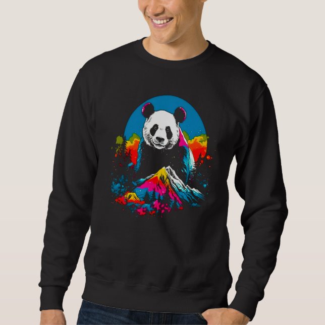 Animal Artist Panda Pop Design Lång Ärmad Tröja (Framsida)