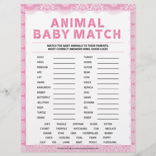 Animal Baby Match [Luxury Snöre [Rosa] Brevhuvud (Framsida)