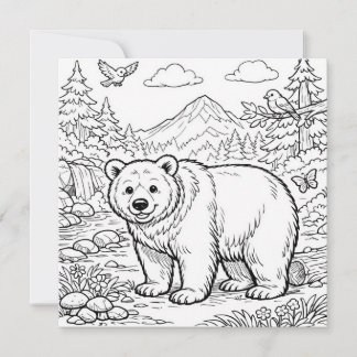 Animal Bear Black White Coloring Page