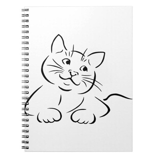 Animal Cat Teckning Kattdjur Kitten Kittie Sketch Anteckningsbok (Framsidan)