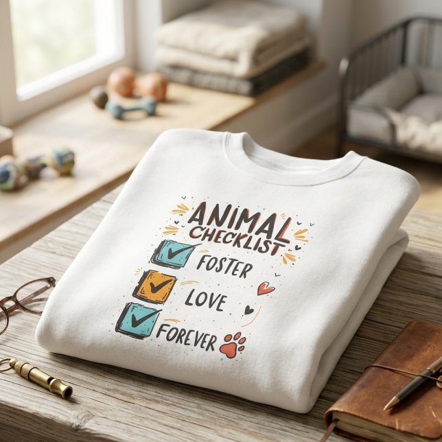 Animal Checklist Foster Love Forever Rescue Gift T Shirt (Pet foster love sweatshirt)