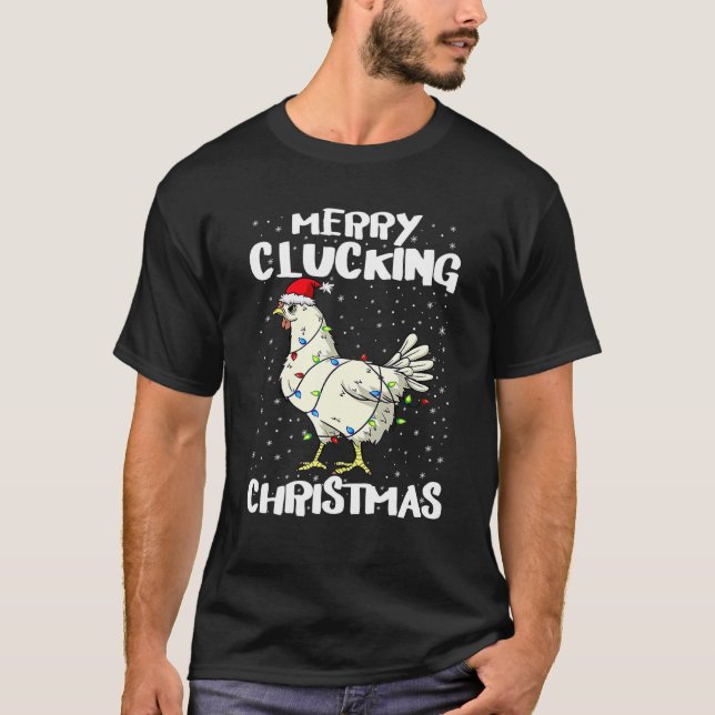 Animal Chicken Santa Ljus jul Pajama Merry T Shirt (Framsida)