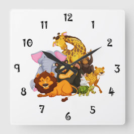 Animal Collection Wall Clock Fyrkantig Klocka