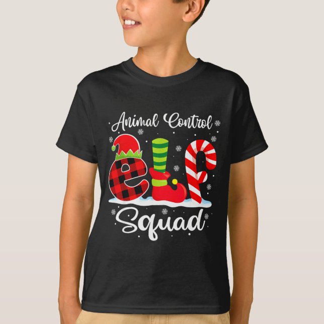 Animal Control Elf Squad Christmas Officer Matchin T Shirt (Framsida)