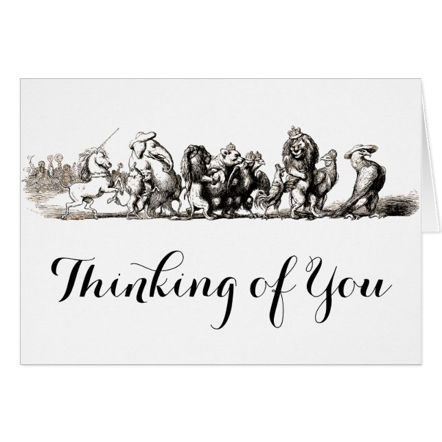 Animal Cute Art Unicorn Elephant Lejon Zoo Hälsningskort (Framsidan Horizontal)