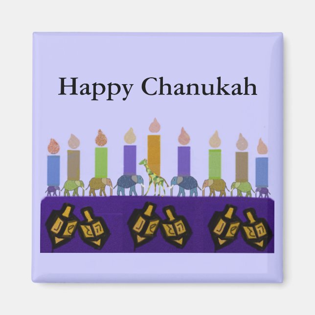 Animal Dreidel Hannukah Menorah Magnet (Framsidan)