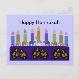 Animal Dreidel Hannukah Menorah Postcards Vykort