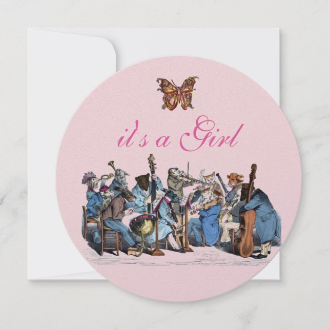 ANIMAL FARM ORCHESTRA BUTTERFLY GIRL BABY SHOWER INBJUDNINGAR (Framsida)