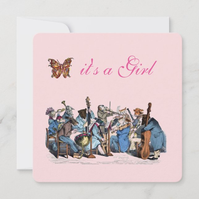 ANIMAL FARM ORCHESTRA BUTTERFLY GIRL BABY SHOWER INBJUDNINGAR (Framsida)